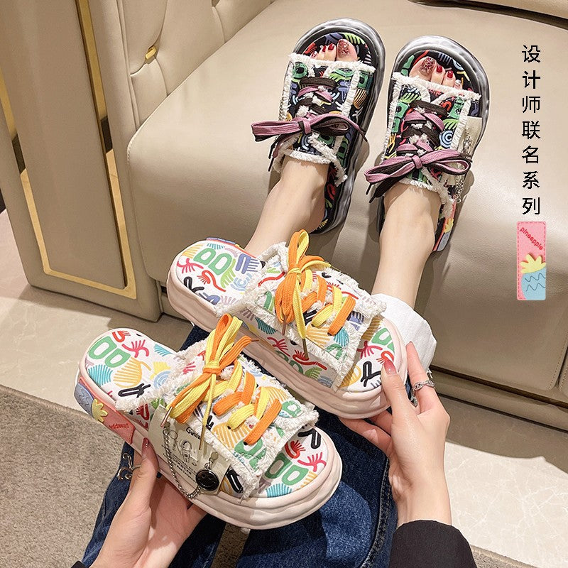 FelantriX™  Women's Platform Beach Sandals with Graffiti Design