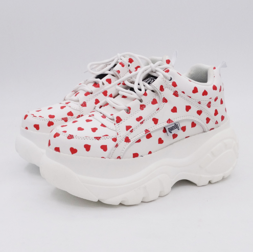 FelantriX™ Heart-Shaped White Platform Shoes with Thick Soles