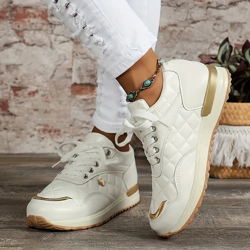 FelantriX™ Women's Quilted Pattern Lace-Up Casual Sneakers