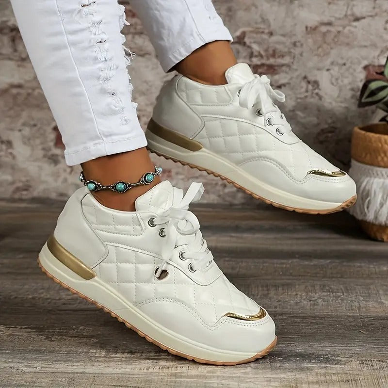 FelantriX™ Women's Quilted Pattern Lace-Up Casual Sneakers