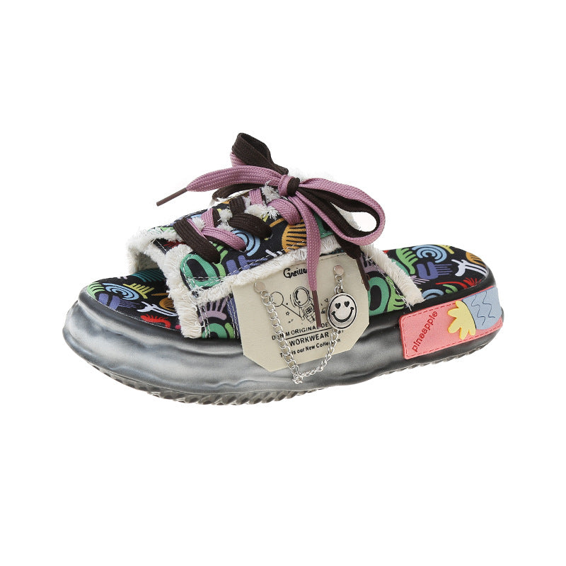 FelantriX™  Women's Platform Beach Sandals with Graffiti Design
