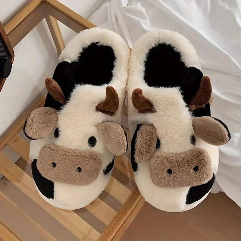 FelantriX™ Cute Cow Plush Calf Slippers for Women - Cozy Indoor Footwear
