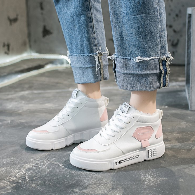 FelantriX™ High-Top Plush Sports Shoes, White Sneakers