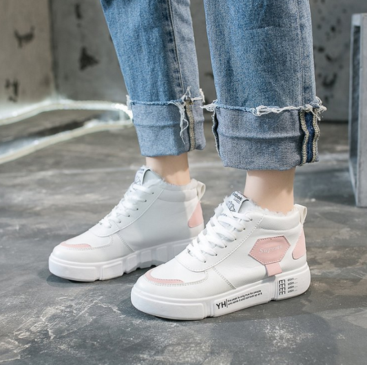 FelantriX™ High-Top Plush Sports Shoes, White Sneakers
