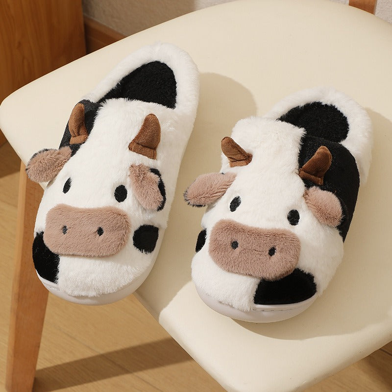 FelantriX™ Cute Cow Plush Calf Slippers for Women - Cozy Indoor Footwear