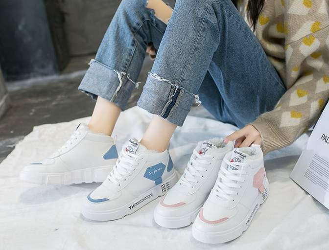 FelantriX™ High-Top Plush Sports Shoes, White Sneakers