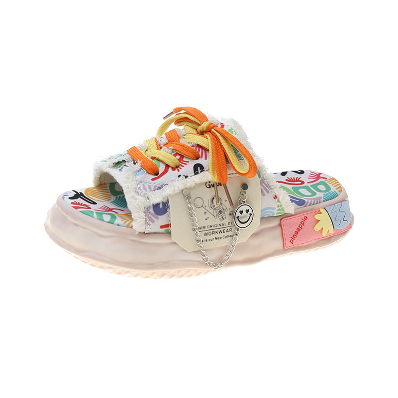 FelantriX™  Women's Platform Beach Sandals with Graffiti Design