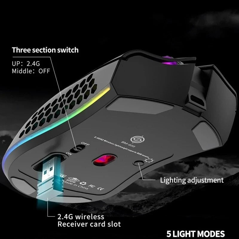 FelantriX™ BM600 Rechargeable Wireless RGB Gaming Mouse for PC