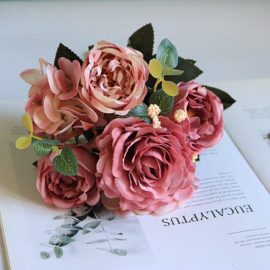 FelantriX™ Vintage Silk Peony and Rose Bouquet for Home Decor