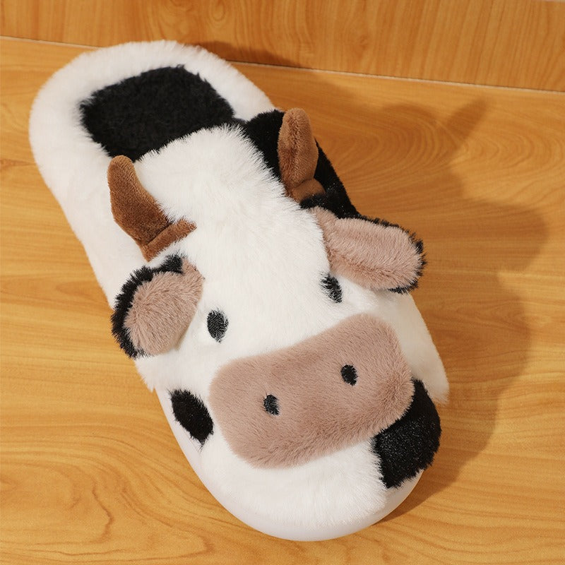 FelantriX™ Cute Cow Plush Calf Slippers for Women - Cozy Indoor Footwear