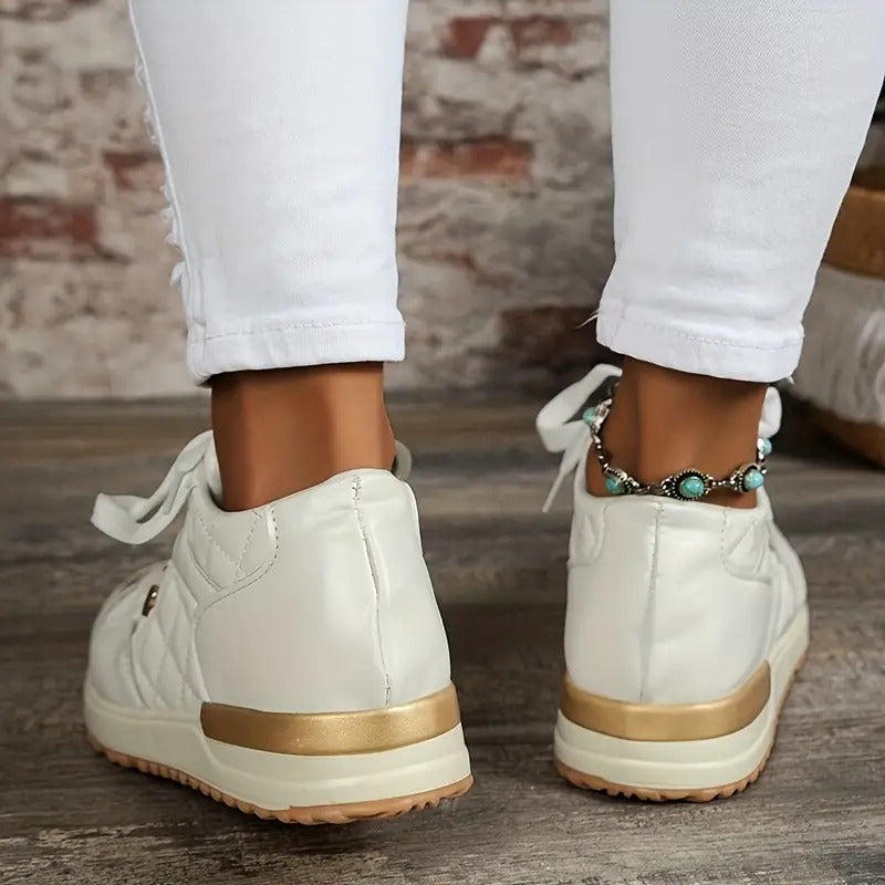FelantriX™ Women's Quilted Pattern Lace-Up Casual Sneakers